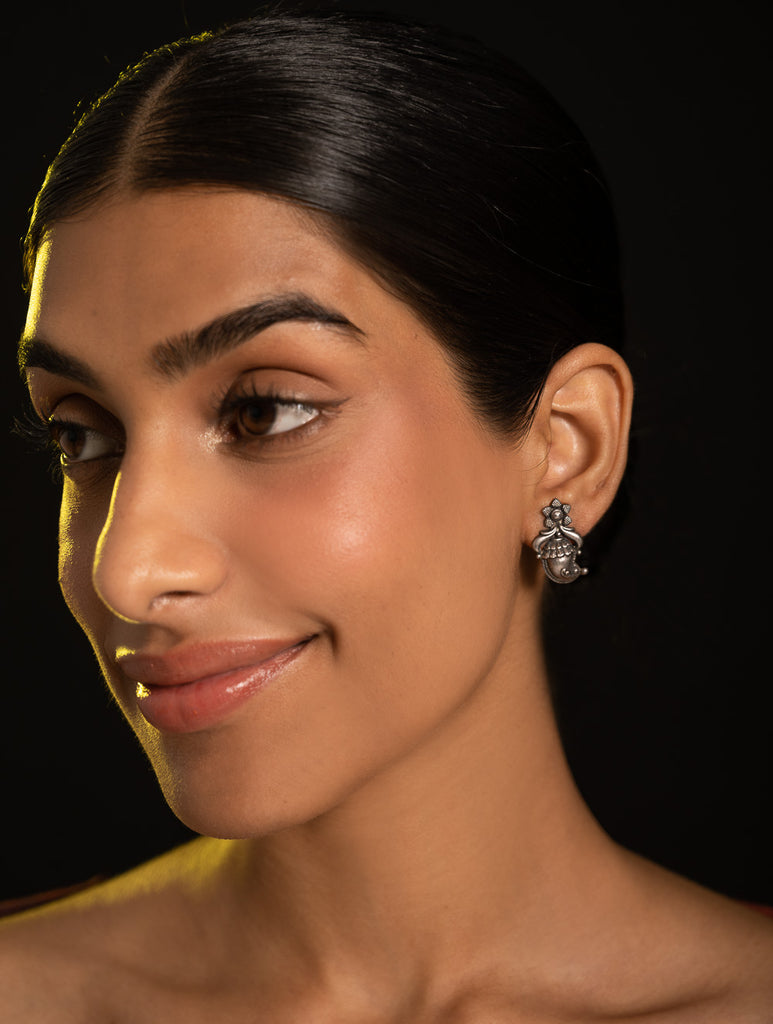 Pure Silver Traditional Maharashtrian Earrings - Ambiya Studs