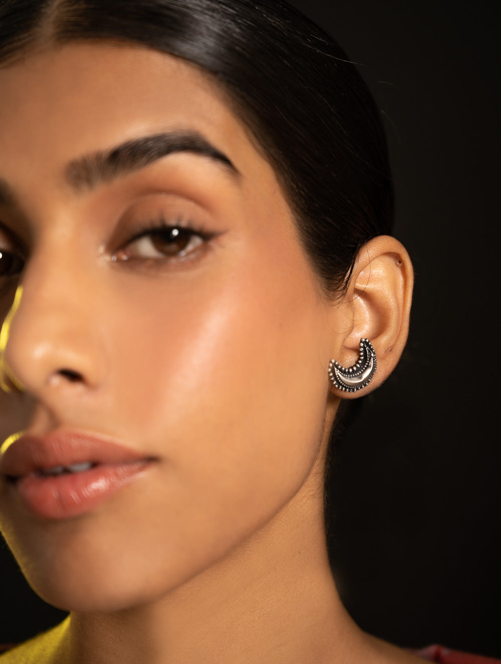 Load image into Gallery viewer, Pure Silver Traditional Maharashtrian Earrings - Ardhachand