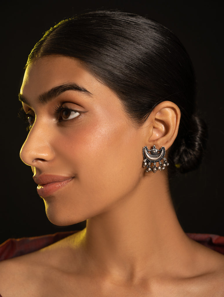 Pure Silver Traditional Maharashtrian Earrings - Ardhachandra
