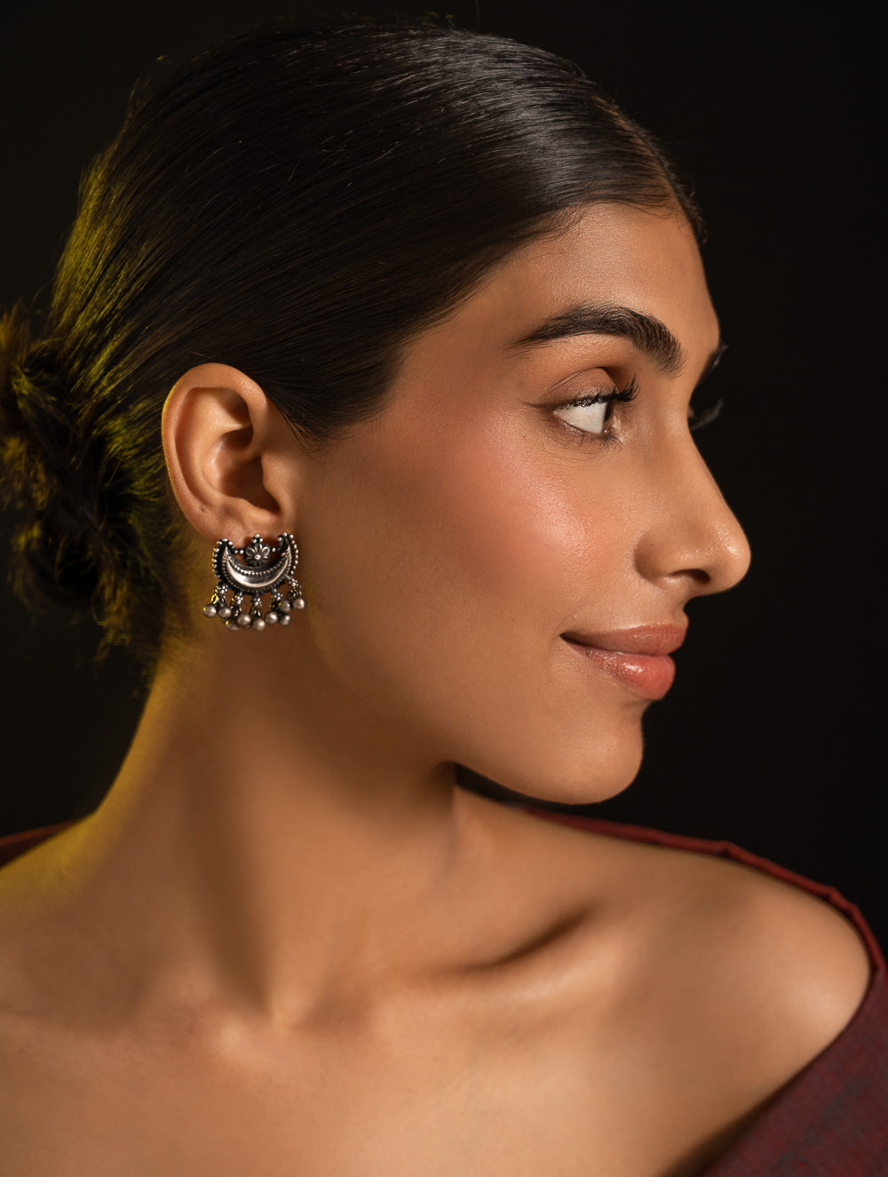 Pure Silver Traditional Maharashtrian Earrings - Ardhachandra