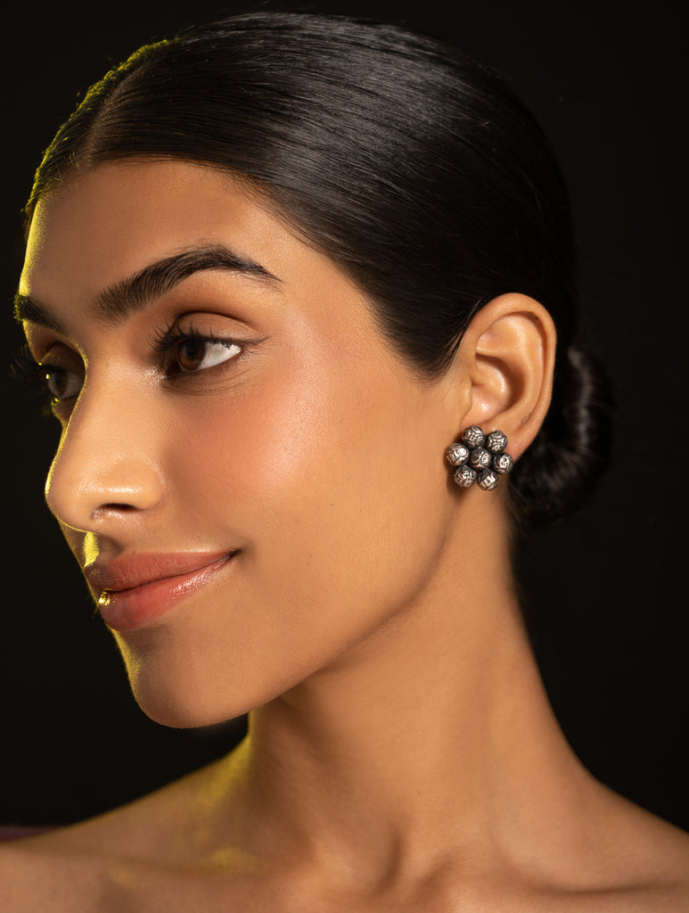 Pure Silver Traditional Maharashtrian Earrings - Ashtapaillumani Kusum