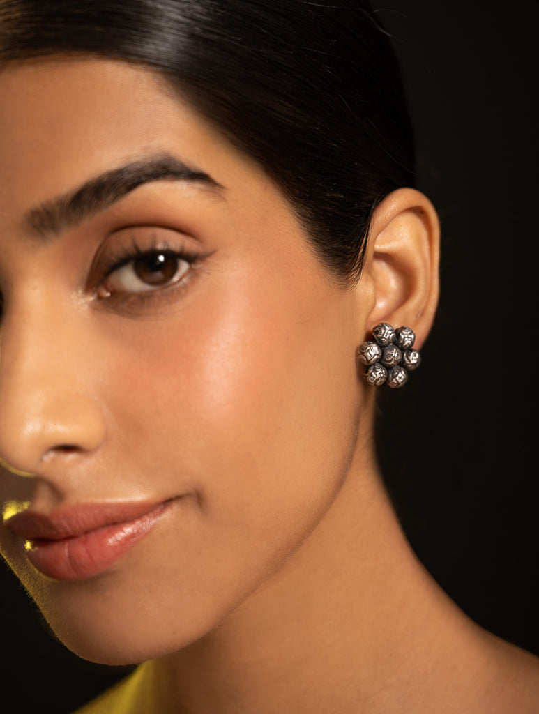 Pure Silver Traditional Maharashtrian Earrings - Ashtapaillumani Kusum