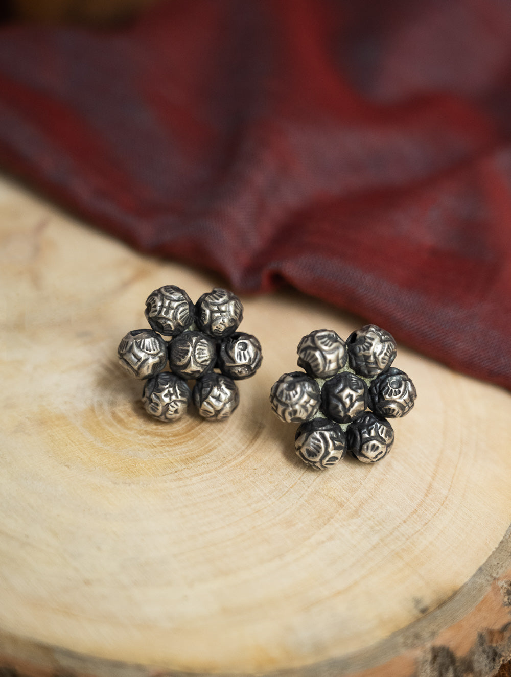 Pure Silver Traditional Maharashtrian Earrings - Ashtapaillumani Kusum