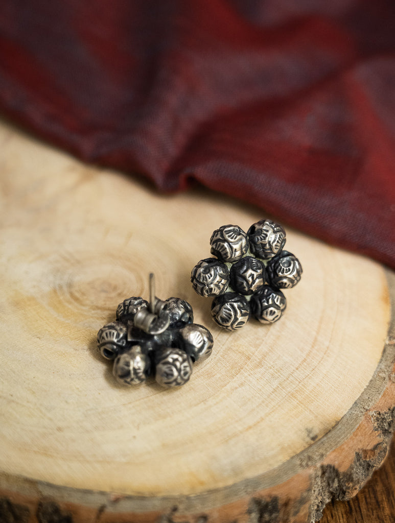 Pure Silver Traditional Maharashtrian Earrings - Ashtapaillumani Kusum