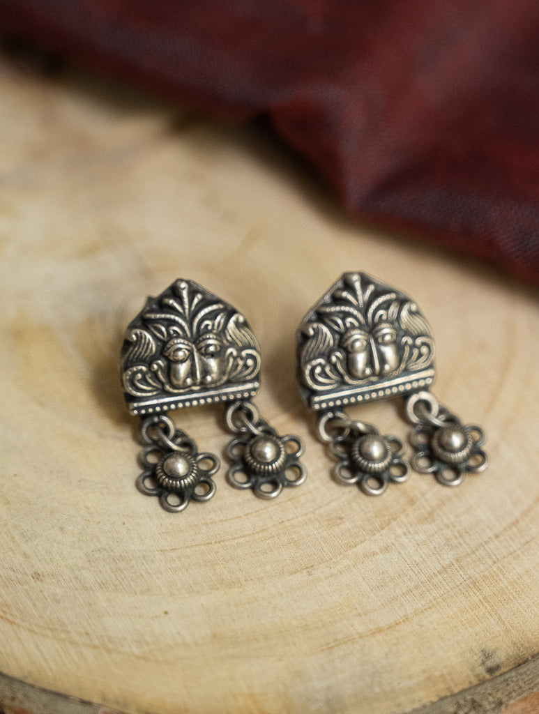 Pure Silver Traditional Maharashtrian Earrings - Bakuli Studs