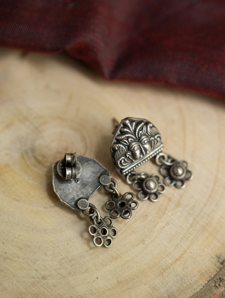 Pure Silver Traditional Maharashtrian Earrings - Bakuli Studs