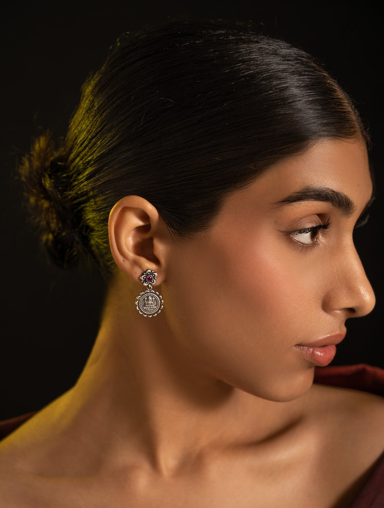 Pure Silver Traditional Maharashtrian Earrings - Bhavani Studs