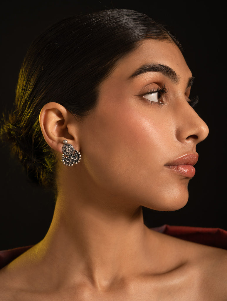 Pure Silver Traditional Maharashtrian Earrings - Chandra-Tilak