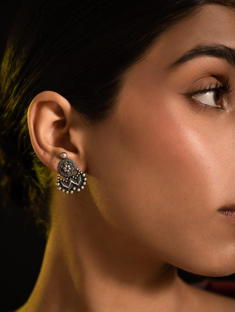 Pure Silver Traditional Maharashtrian Earrings - Chandra-Tilak