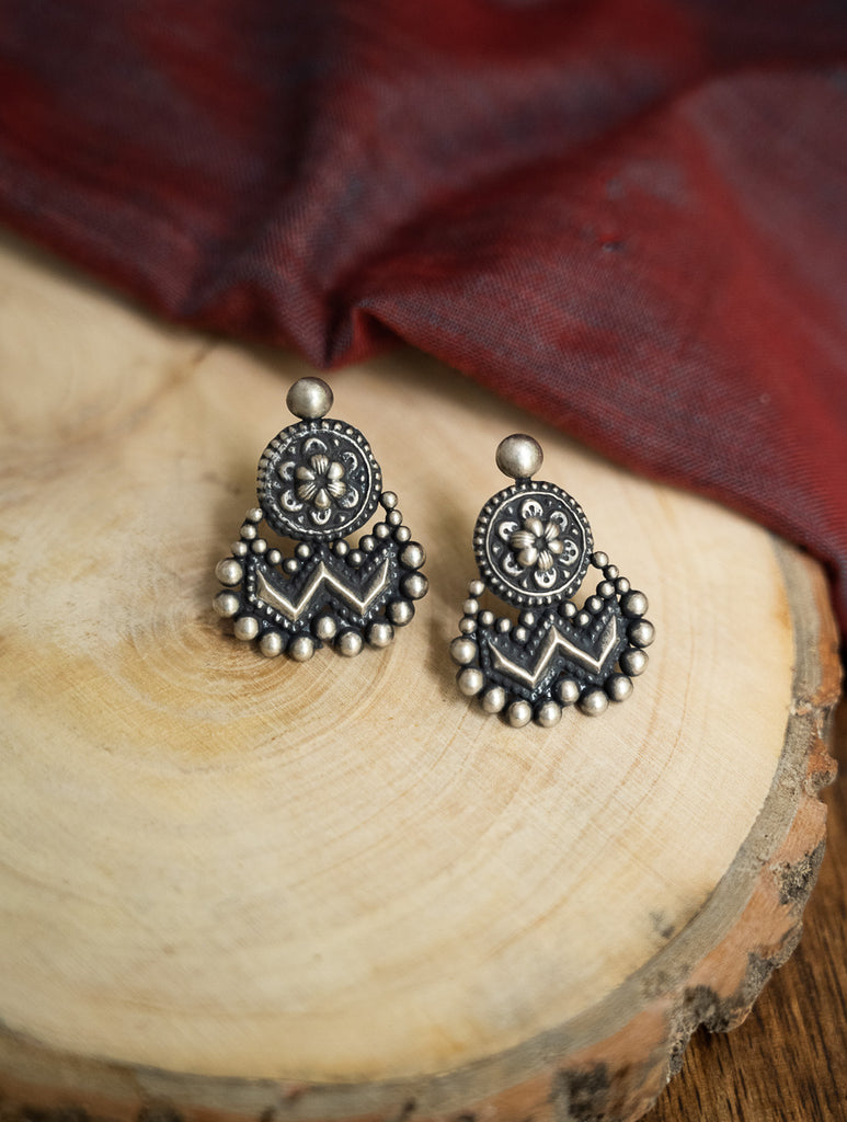 Pure Silver Traditional Maharashtrian Earrings - Chandra-Tilak