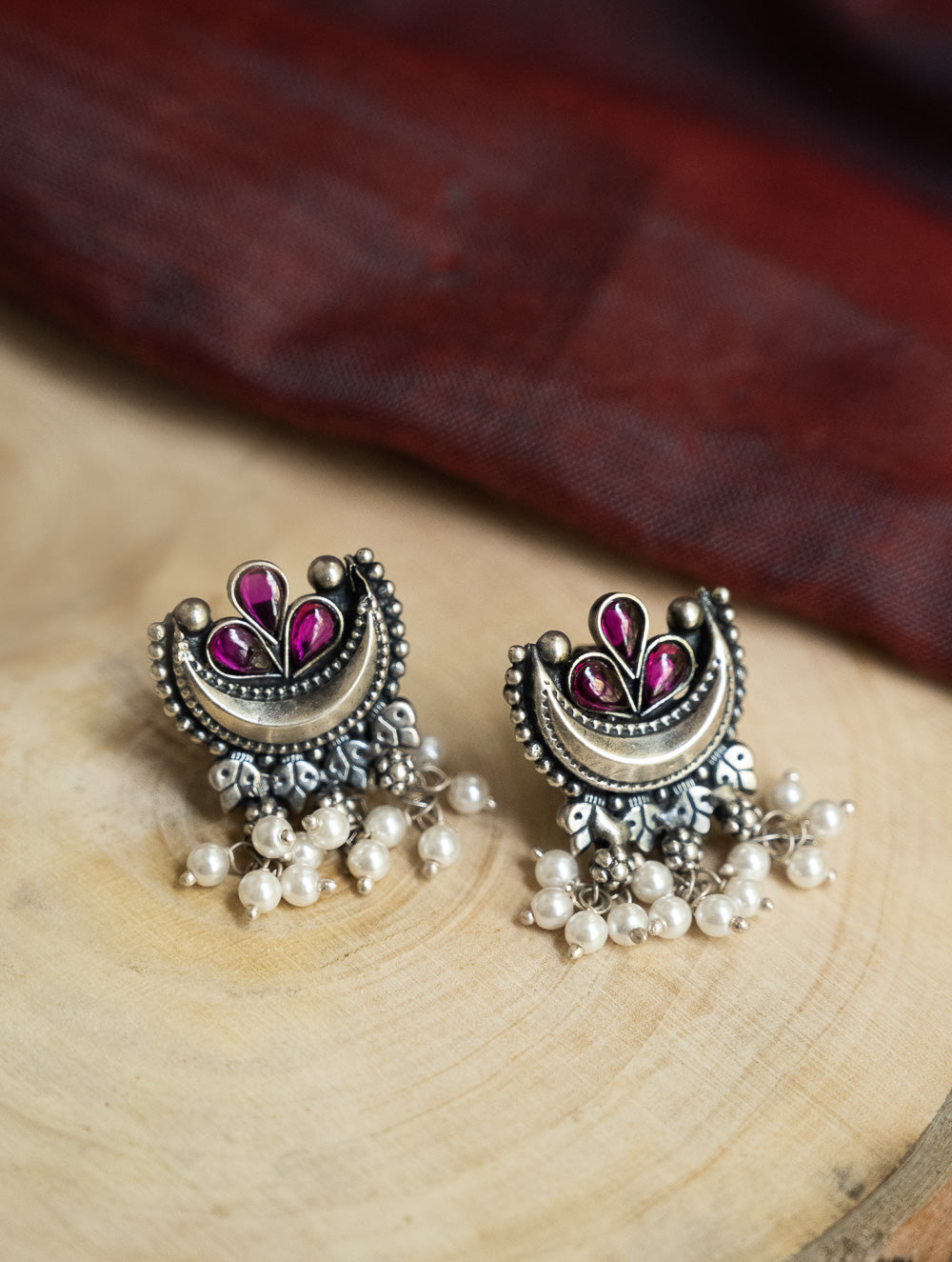 Pure Silver Traditional Maharashtrian Earrings - Chandreshi