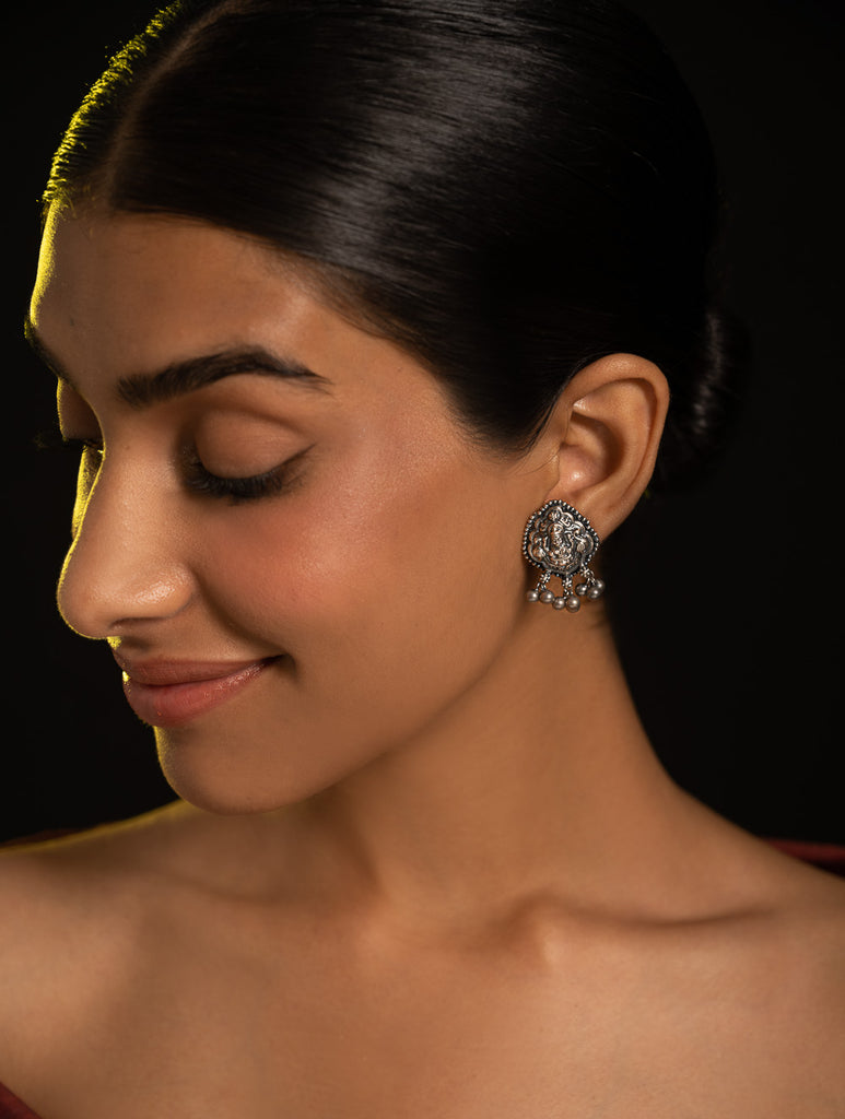 Pure Silver Traditional Maharashtrian Earrings - Devyani Studs