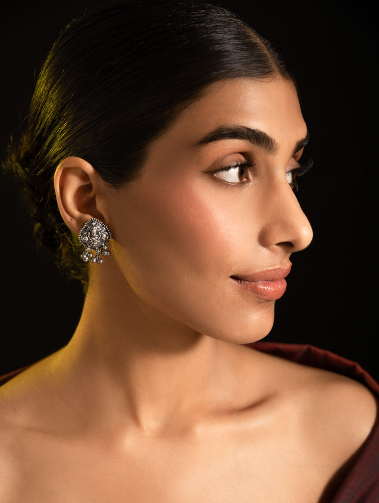 Pure Silver Traditional Maharashtrian Earrings - Devyani Studs
