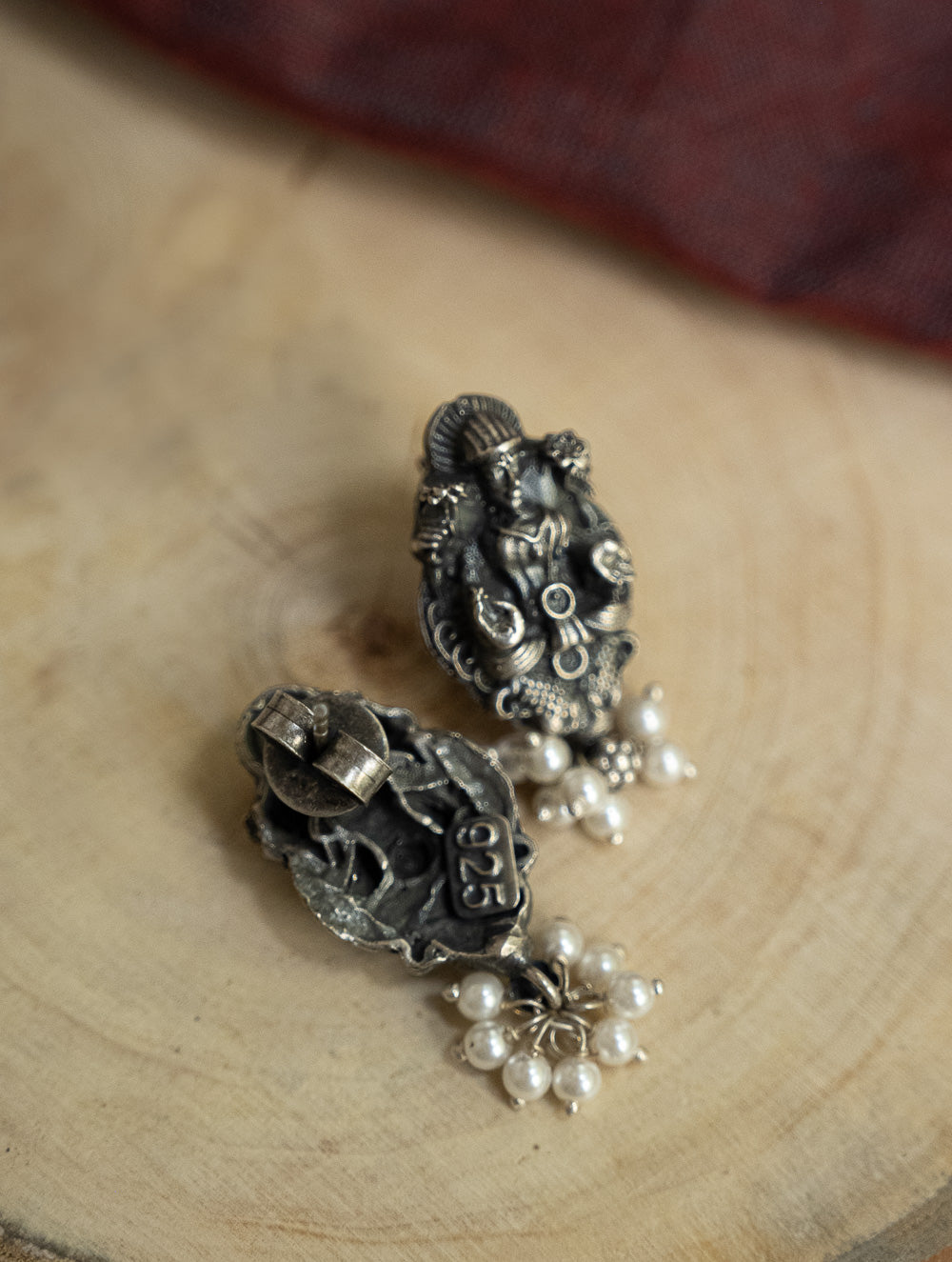 Load image into Gallery viewer, Pure Silver Traditional Maharashtrian Earrings - Gauri Studs