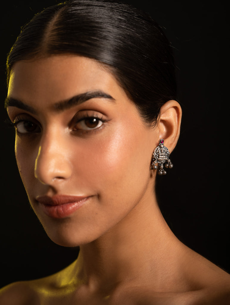 Pure Silver Traditional Maharashtrian Earrings - Kamalasini Studs