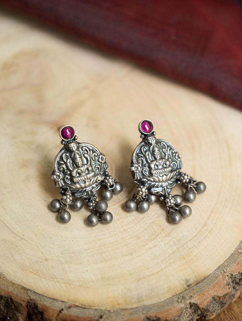 Pure Silver Traditional Maharashtrian Earrings - Kamalasini Studs