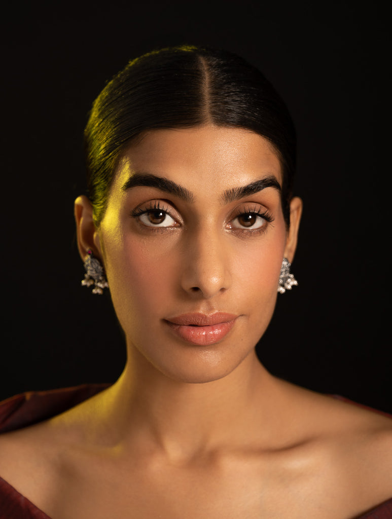 Pure Silver Traditional Maharashtrian Earrings - Kamalini Studs