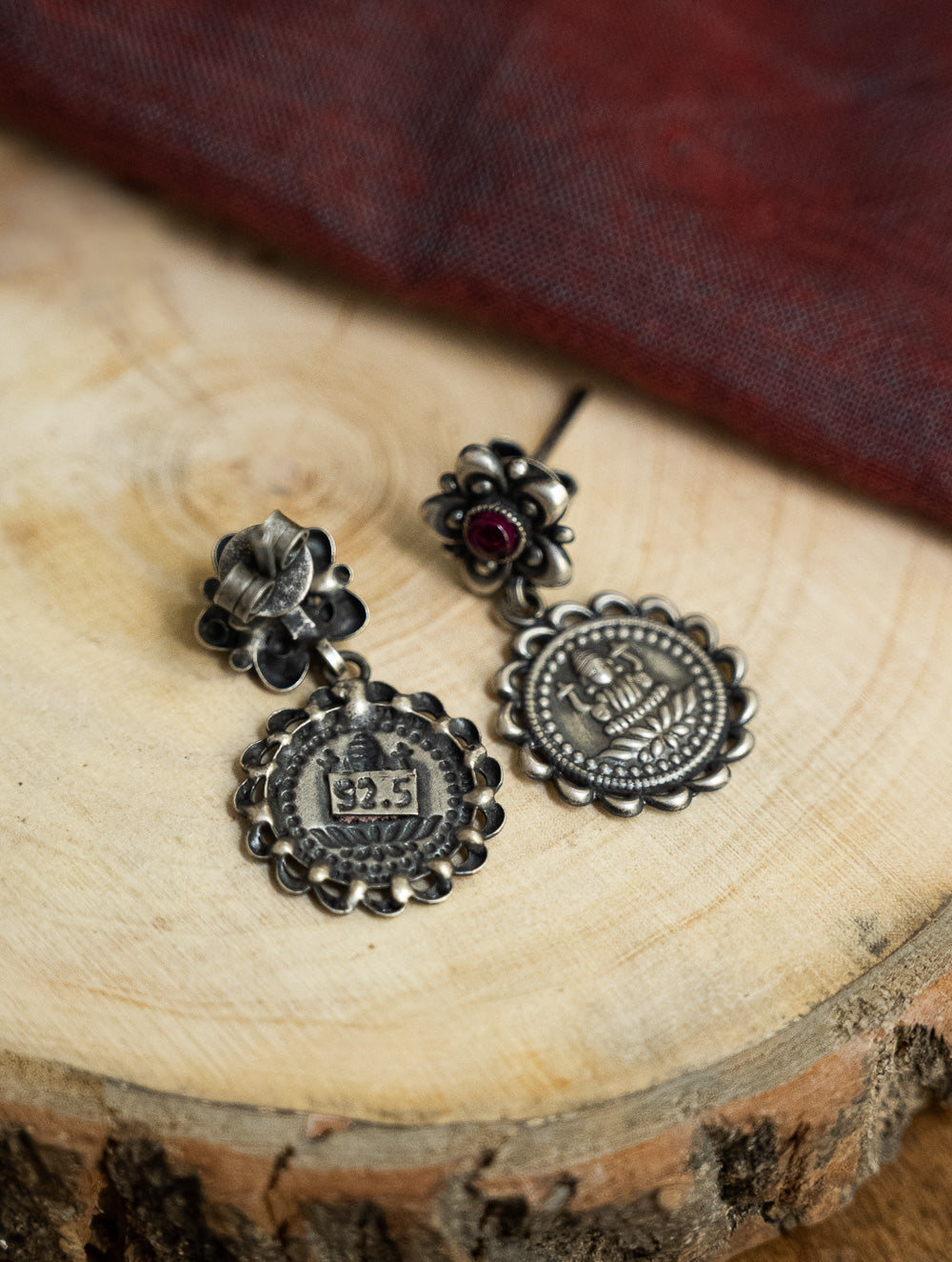 Load image into Gallery viewer, Pure Silver Traditional Maharashtrian Earrings - Kusum Laxmi 