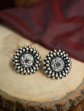 Load image into Gallery viewer, Pure Silver Traditional Maharashtrian Earrings - Kusum Mandala