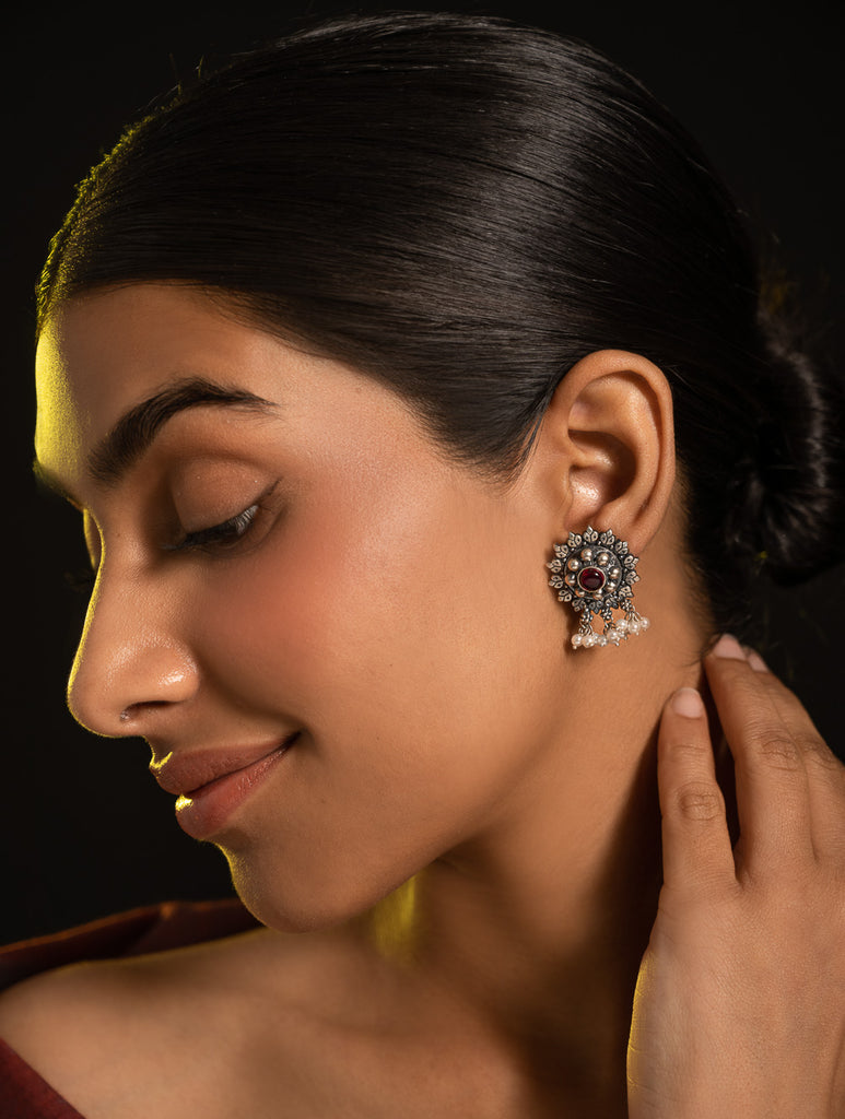 Pure Silver Traditional Maharashtrian Earrings - Kusum Roop