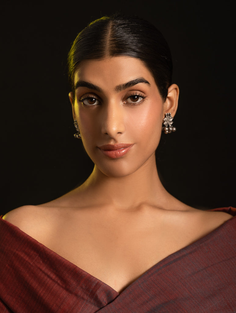 Pure Silver Traditional Maharashtrian Earrings - Leher Studs