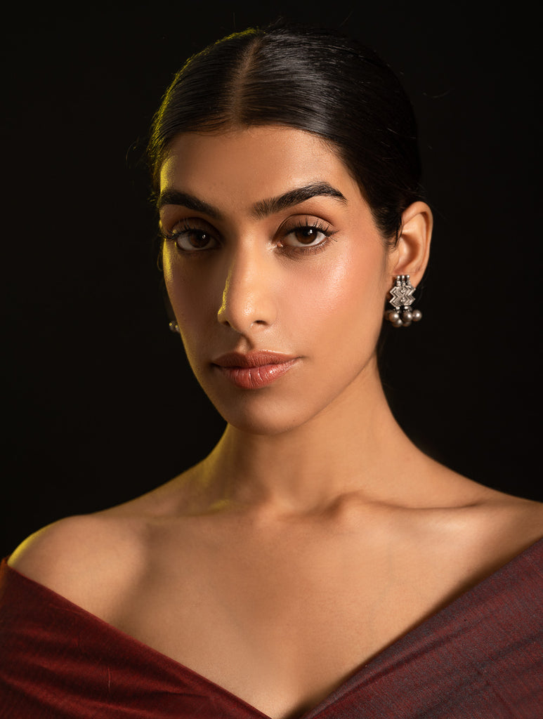 Pure Silver Traditional Maharashtrian Earrings - Leher Studs