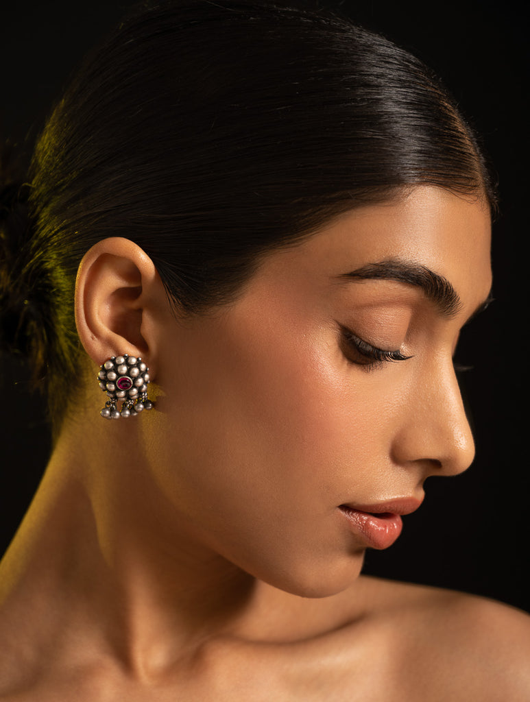 Pure Silver Traditional Maharashtrian Earrings - Manjiri