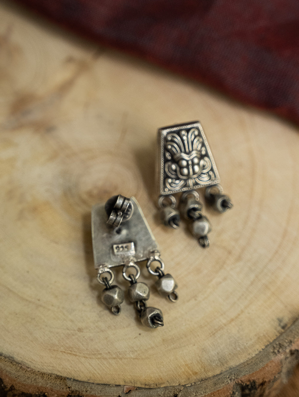 Load image into Gallery viewer, Pure Silver Traditional Maharashtrian Earrings - Mohanmal Studs