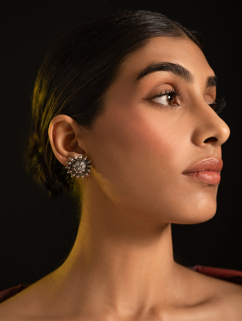 Pure Silver Traditional Maharashtrian Earrings - Phool Mandala