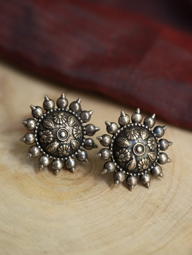 Pure Silver Traditional Maharashtrian Earrings - Phool Mandala