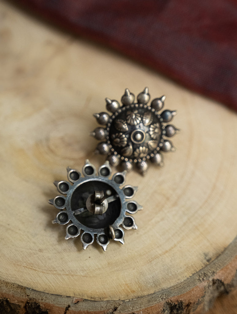 Pure Silver Traditional Maharashtrian Earrings - Phool Mandala