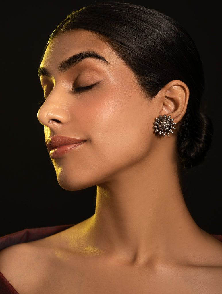 Pure Silver Traditional Maharashtrian Earrings - Phool Mandala