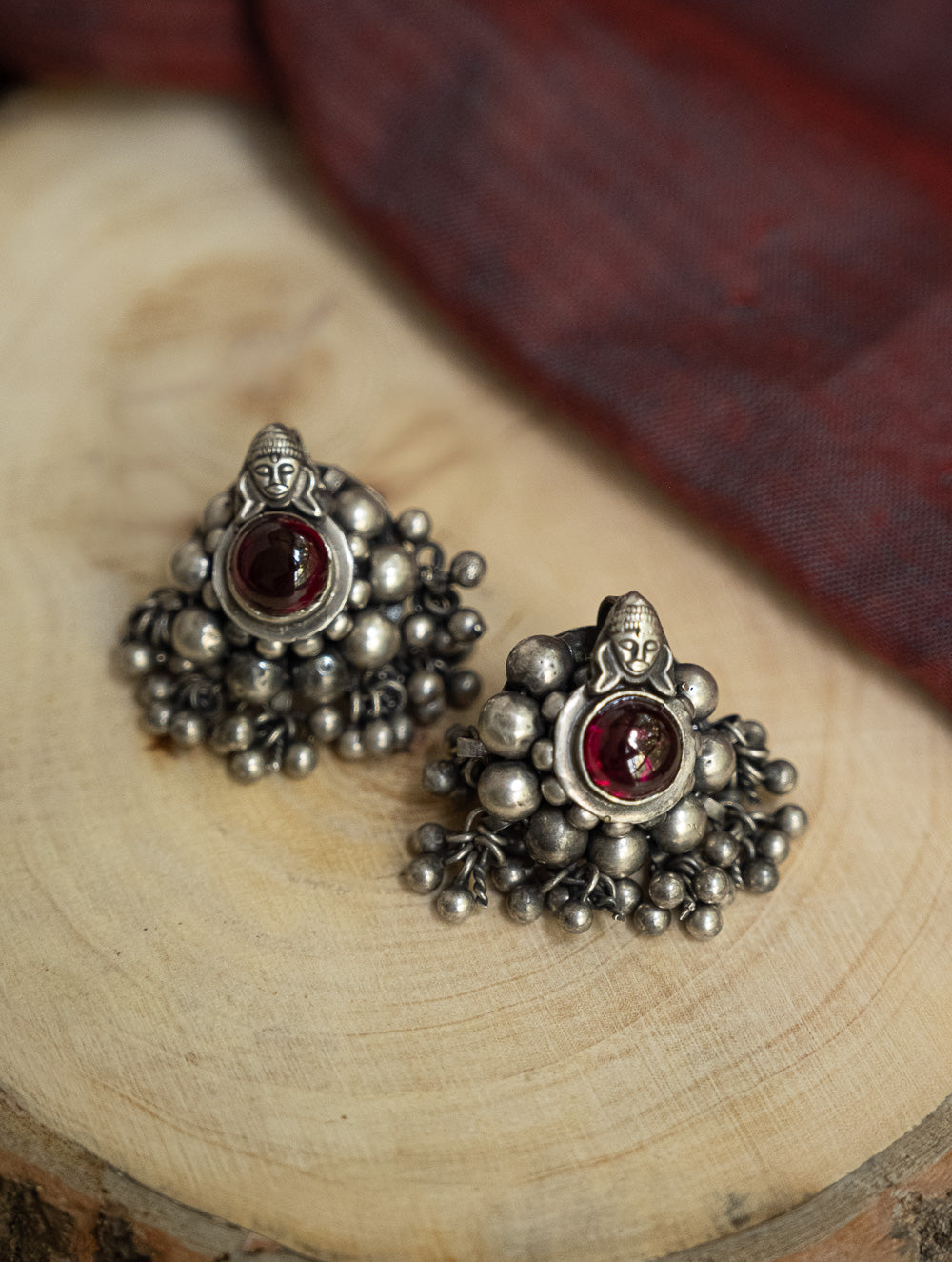 Load image into Gallery viewer, Pure Silver Traditional Maharashtrian Earrings - Pushpak