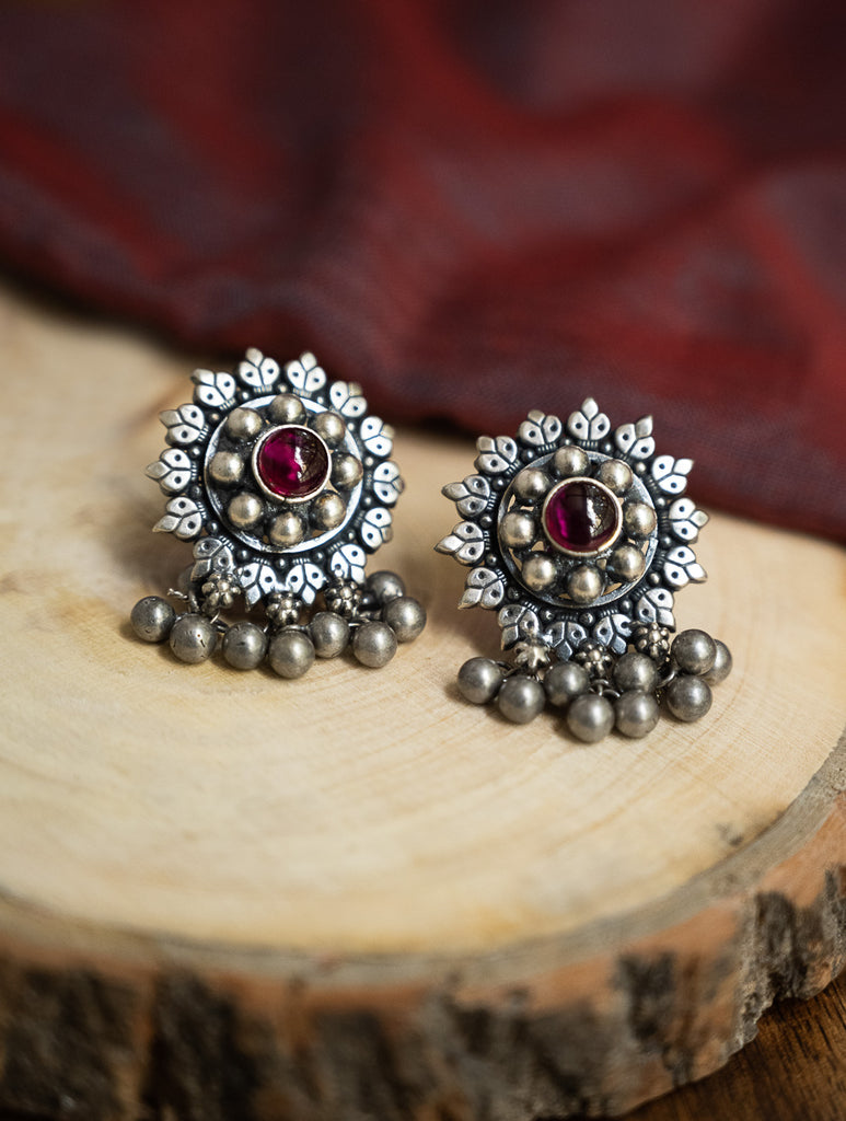 Pure Silver Traditional Maharashtrian Earrings - Tarakini