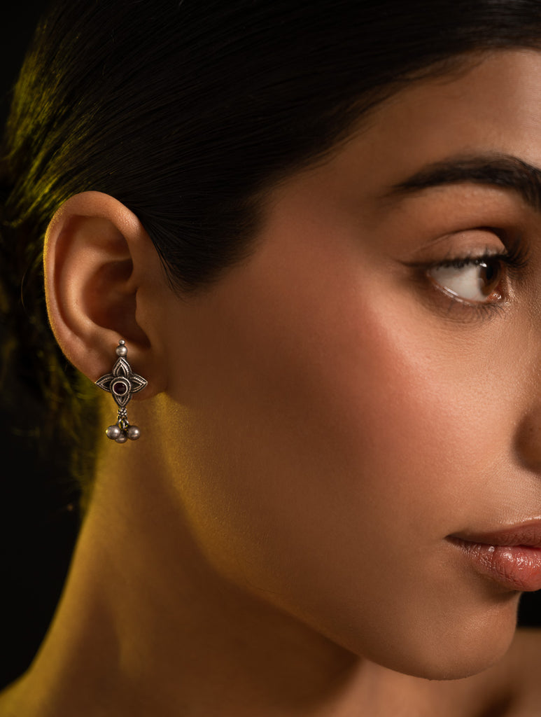 Pure Silver Traditional Maharashtrian Earrings - Tarakini Studs