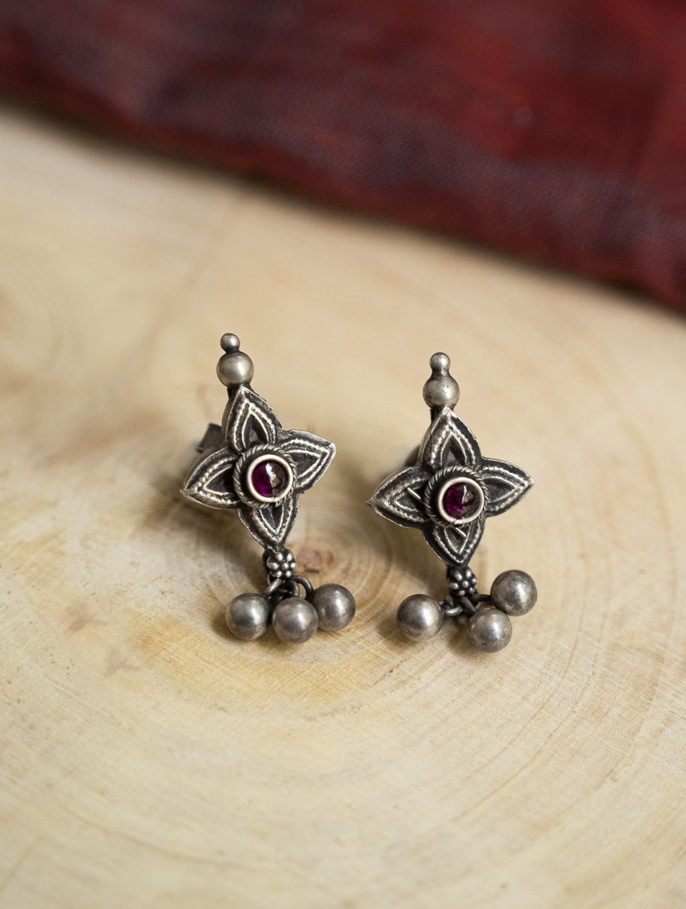 Load image into Gallery viewer, Pure Silver Traditional Maharashtrian Earrings - Tarakini Studs