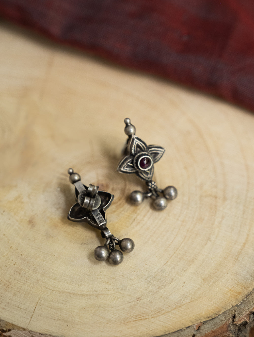 Load image into Gallery viewer, Pure Silver Traditional Maharashtrian Earrings - Tarakini Studs