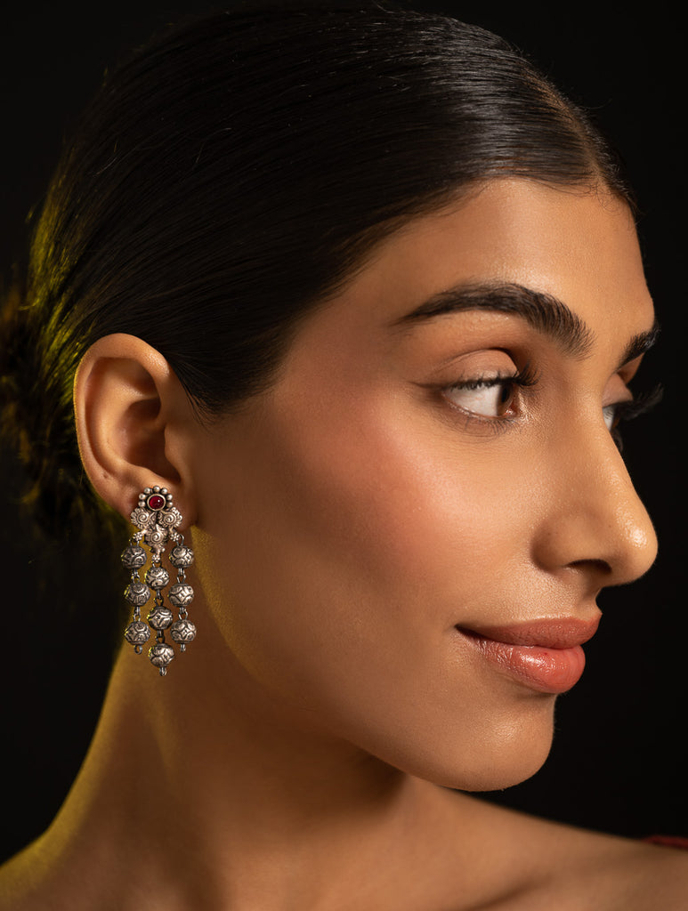 Pure Silver Traditional Maharashtrian Earrings - Tri-AshtaPaillumani 