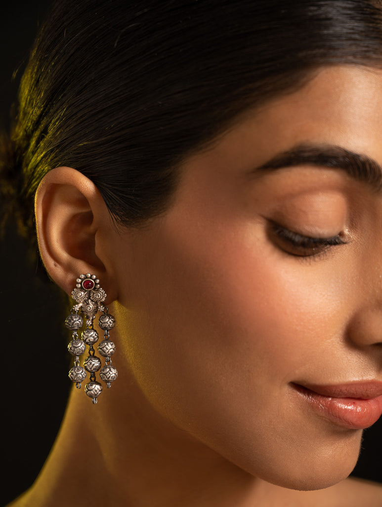 Pure Silver Traditional Maharashtrian Earrings - Tri-AshtaPaillumani 