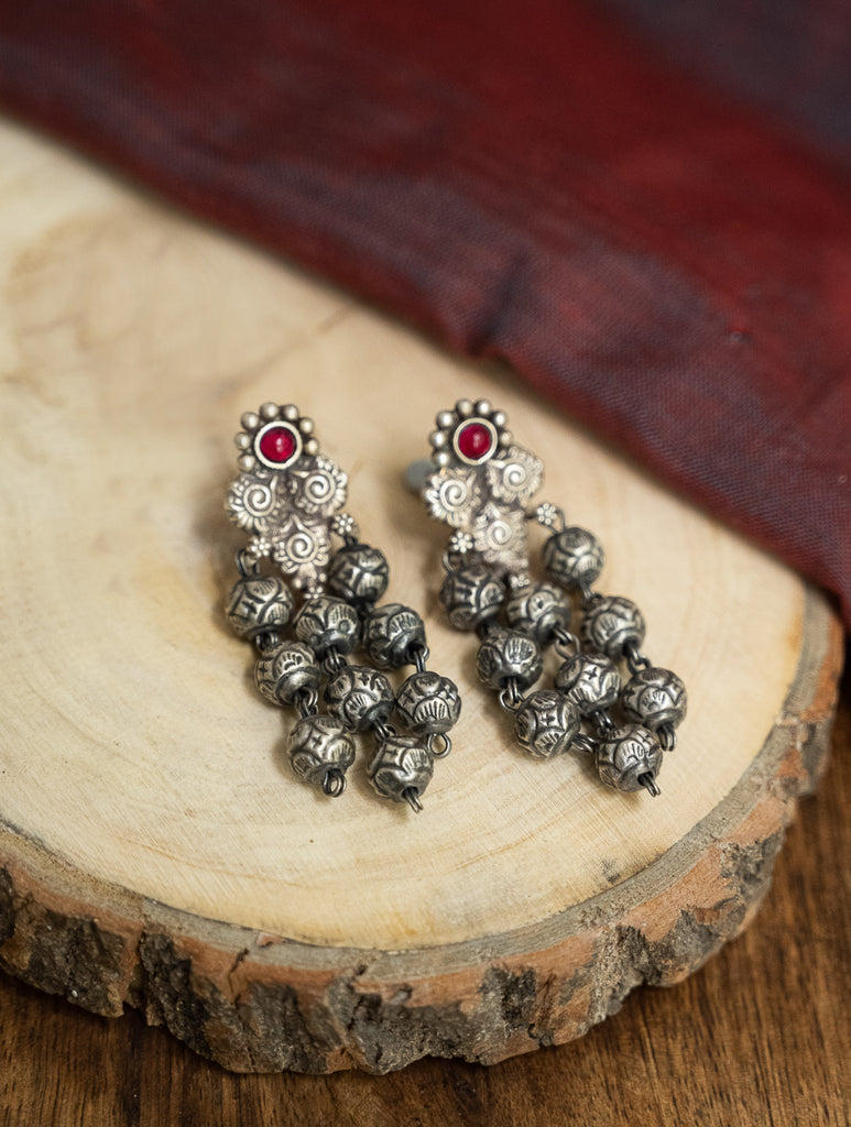 Pure Silver Traditional Maharashtrian Earrings - Tri-AshtaPaillumani 