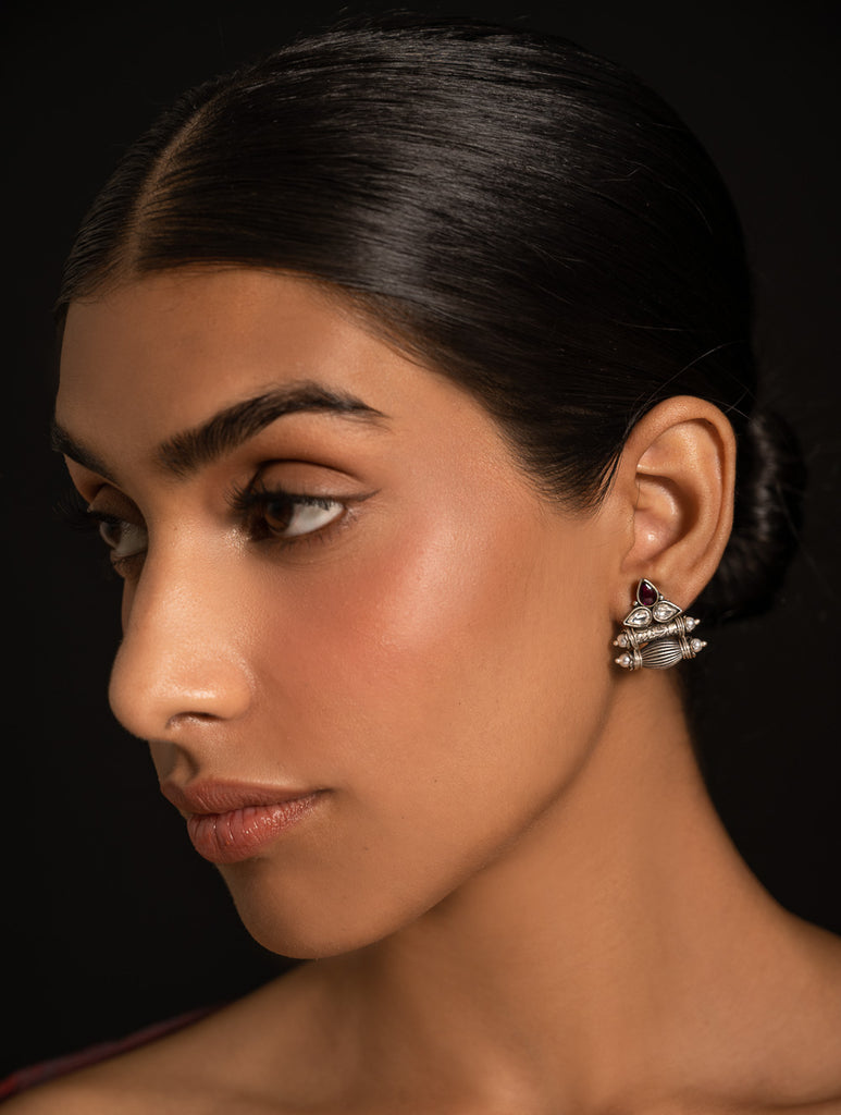 Pure Silver Traditional Maharashtrian Earrings - Triveni