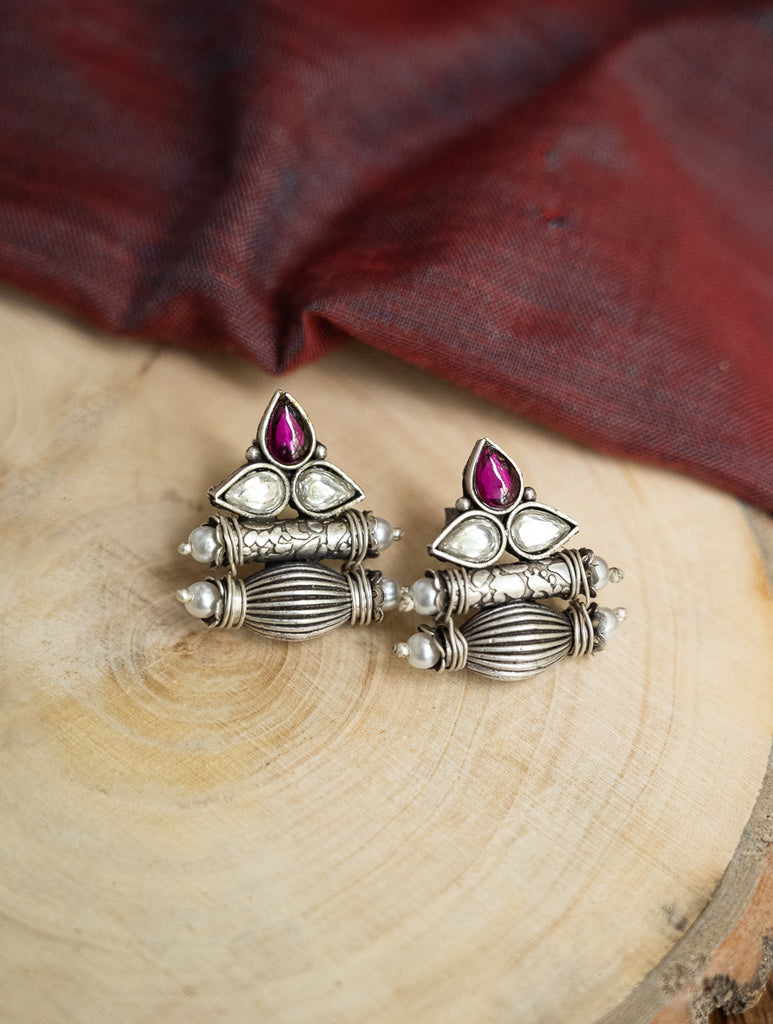 Pure Silver Traditional Maharashtrian Earrings - Triveni