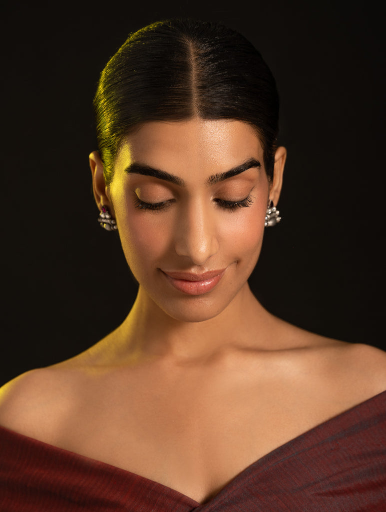 Pure Silver Traditional Maharashtrian Earrings - Triveni