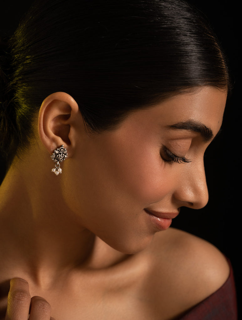 Pure Silver Traditional Maharashtrian Earrings -  Chandratara