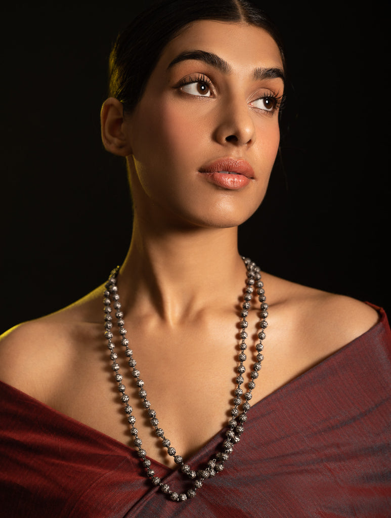 Pure Silver Traditional Maharashtrian Neckpiece - Ashtapaillumani Kanthi