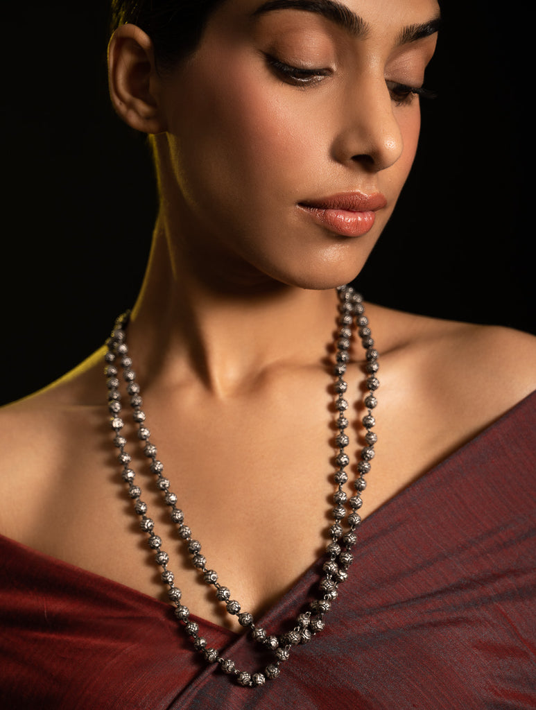 Pure Silver Traditional Maharashtrian Neckpiece - Ashtapaillumani Kanthi