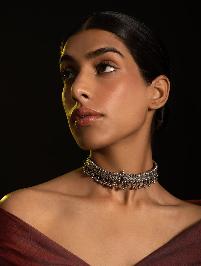 Pure Silver Traditional Maharashtrian Neckpiece - Belpaan