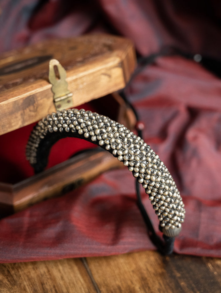 Pure Silver Traditional Maharashtrian Neckpiece - GadiThushi