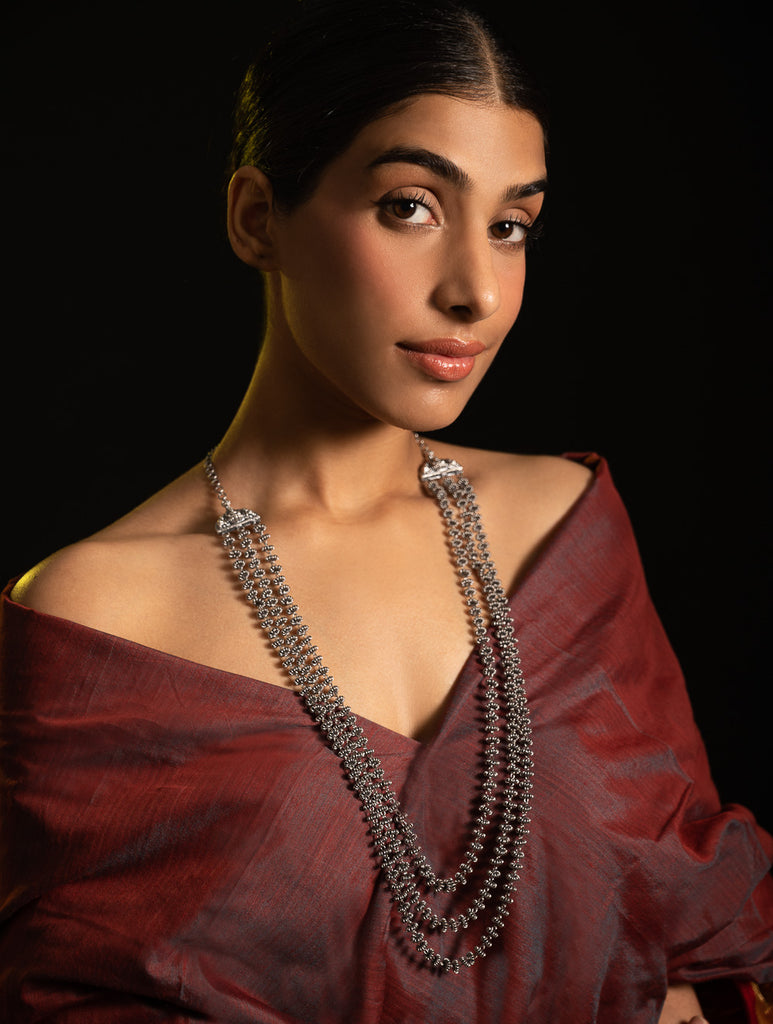 Pure Silver Traditional Maharashtrian Neckpiece - Gajarihaar