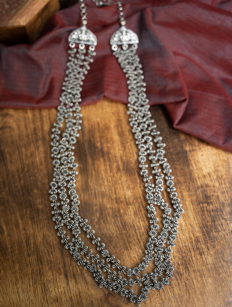 Pure Silver Traditional Maharashtrian Neckpiece - Gajarihaar